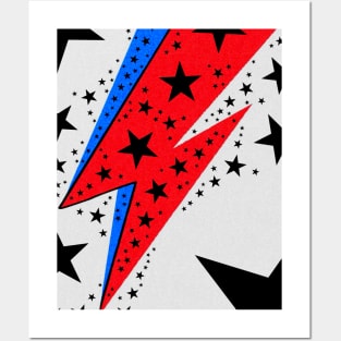 Red and Blue Lightning Bolt Starman Blackstar Posters and Art